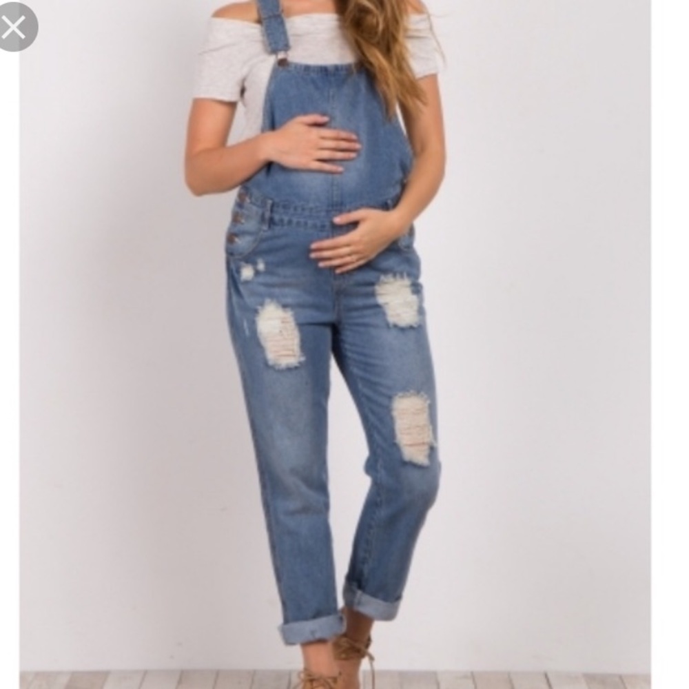 Pink blush maternity overalls small.
